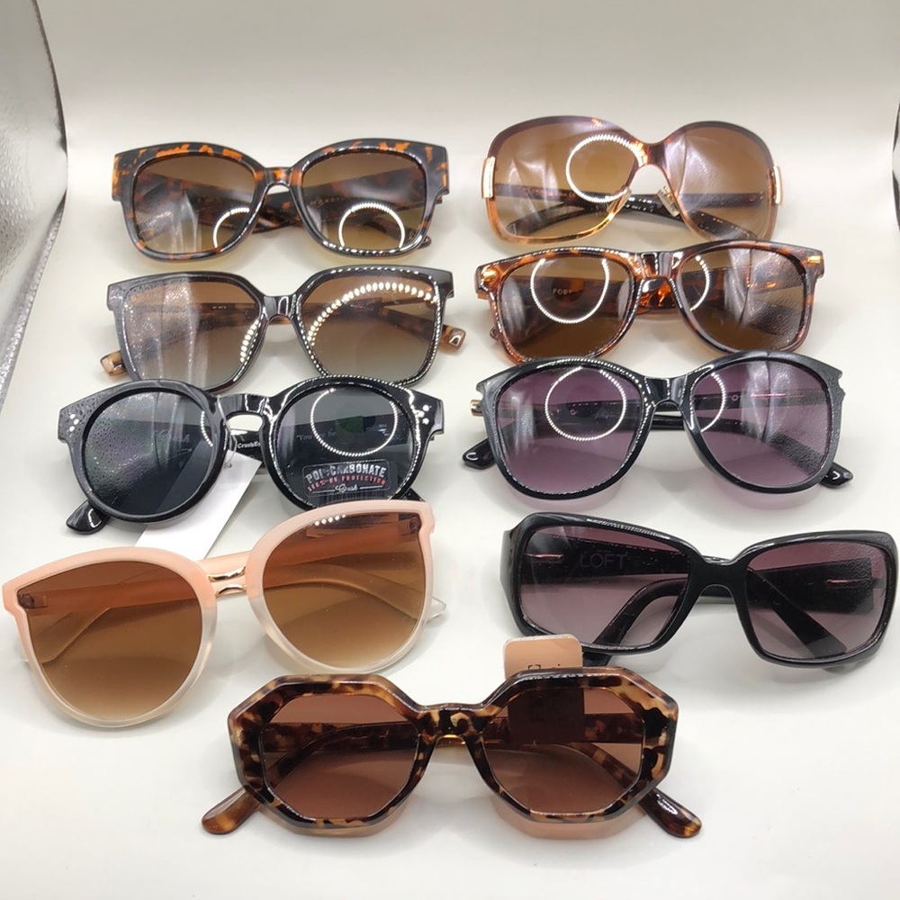 Curated bundle 9 trendy fashion sunglasses variety of brands and styles.